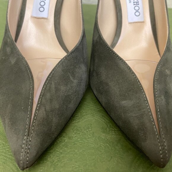 JIMMY CHOO London Suede Plastic Toe Pump Heel - Picture 3 of 12